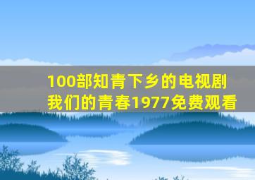 100部知青下乡的电视剧 我们的青春1977免费观看